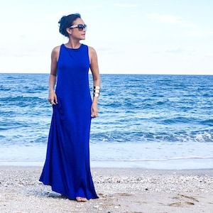 Royal blue   Sleeveless  Beach evening long maxi Sun dress All size
