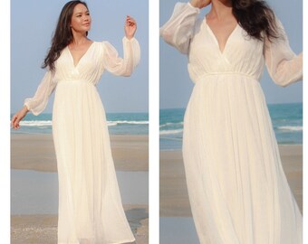 white chiffon dress maxi