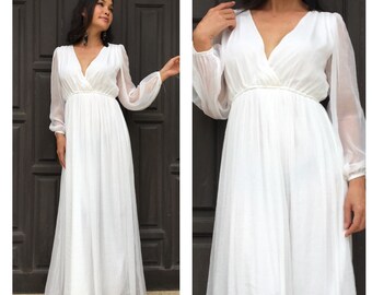 white chiffon dress maxi