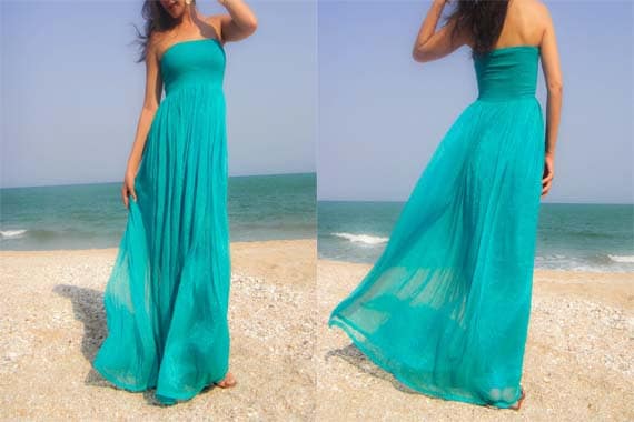 Turquoise green top color dress