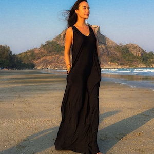 Navy blue Sleeveless long maxi dress all size