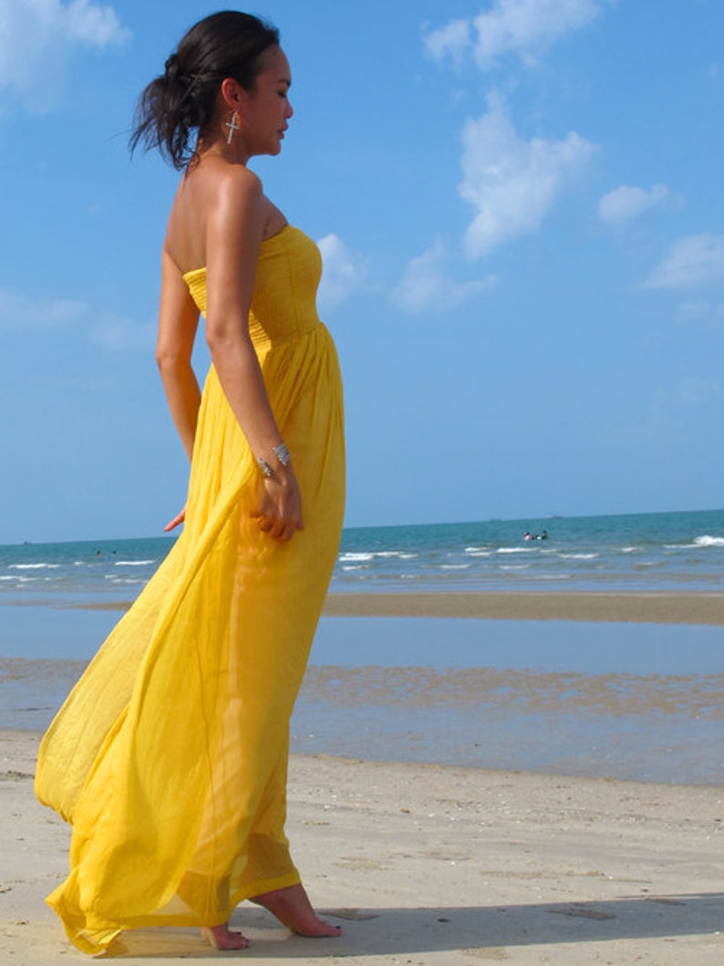 Yellow dress, Bridesmaid dress,White wedding dress, chiffon dress,woman dress,Beach dress ,long dress, maxi dress image 3