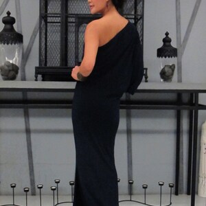 Navy blue one shoulder evening long dress Elegance all size image 4