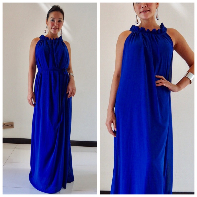 royal blue long sleeve maternity dress