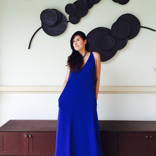 Royal blue  sleeveless long maxi dress - all size