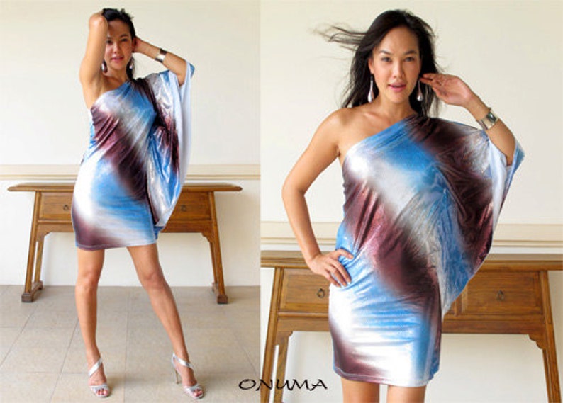 Butterfly Sleeve One Shoulder Dress
