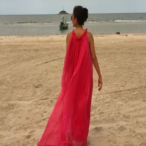 Pink chiffon   Beach evening long maxi Sun dress All size