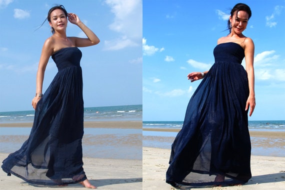 Navy blue sale silk chiffon dress