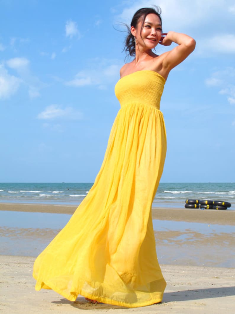 Yellow dress, Bridesmaid dress,White wedding dress, chiffon dress,woman dress,Beach dress ,long dress, maxi dress image 4