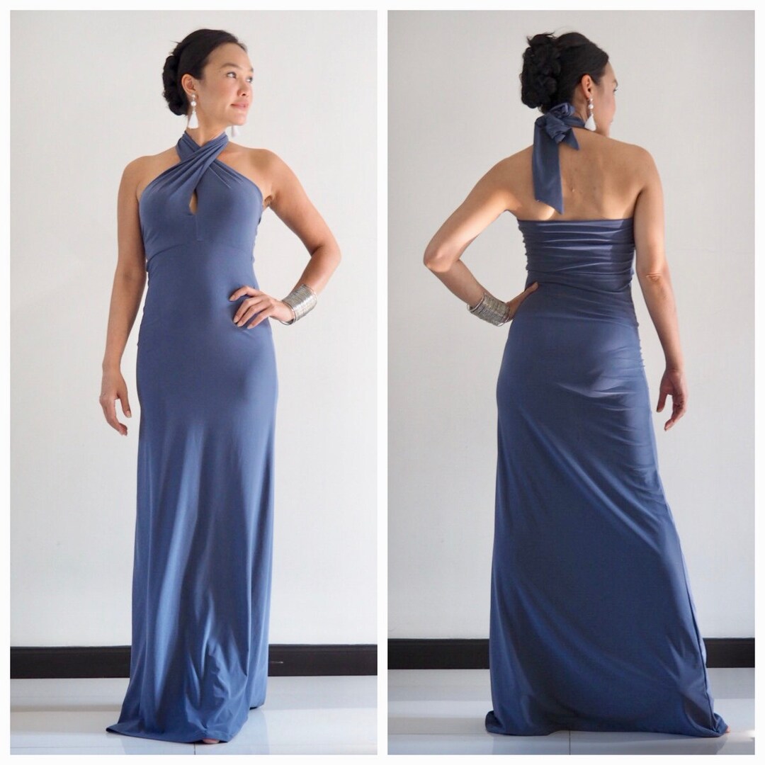 Gray Halter Dress, Long Maxi Dress , Dark Gray, Maxi Dress, Gray Long