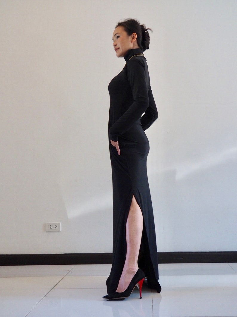 Turtleneck dressMaxi dressLong dressLong sleeve dressBlack image 6