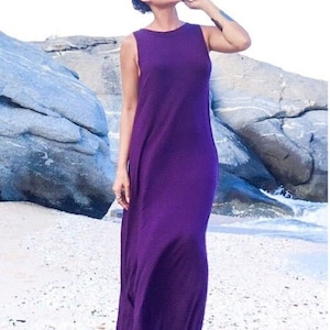 Dark purple  Sleeveless  Beach evening long maxi Sun dress All size