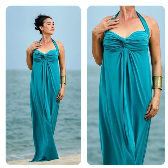 aqua maxi dress
