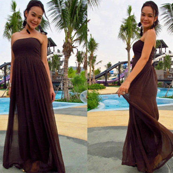 Brown dress, Bridesmaid dress,White wedding dress, chiffon dress,woman dress,Beach dress ,long dress, maxi dress All siz