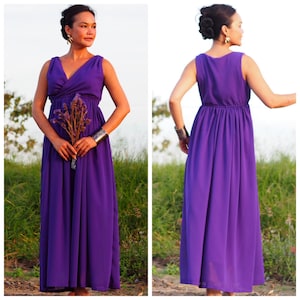 Purple bridesmaids dress dress  chiffon sleeveless long maxi dress all size