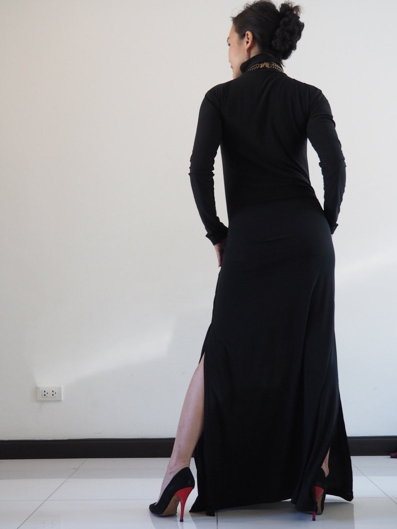 Turtleneck dressMaxi dressLong dressLong sleeve dressBlack image 8