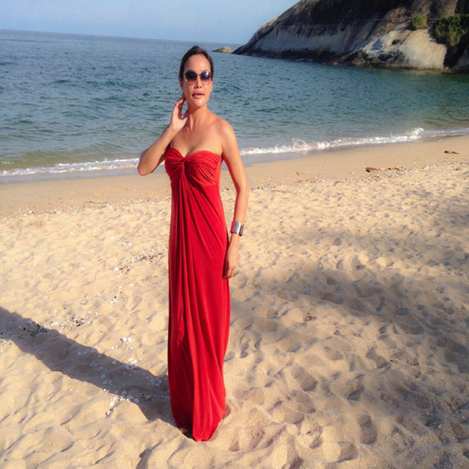 Red Strapless Long Maxi Dress Sun Dress Evening Dress All Size - Etsy