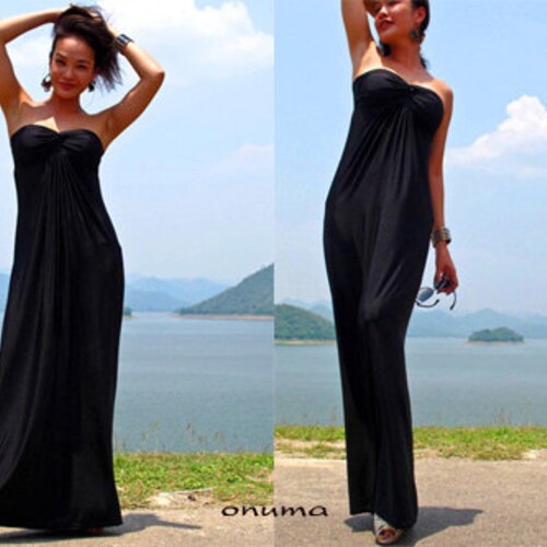 Negro Strapless Beach noche larga maxi Vestido de sol Para - Etsy México Negro Strapless Beach noche larga maxi Vestido de sol Para - Etsy México