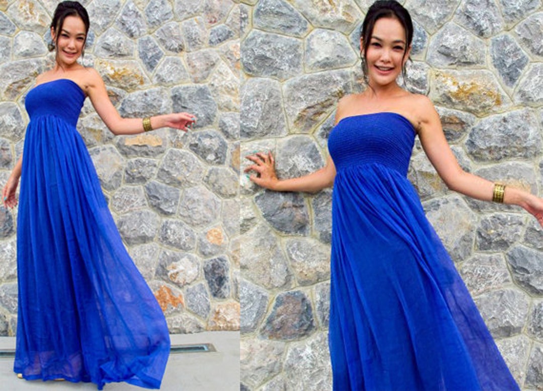 Cobalt blue chiffon dress hotsell
