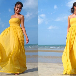 Yellow dress, Bridesmaid dress,White wedding dress, chiffon dress,woman dress,Beach dress ,long dress, maxi dress image 1