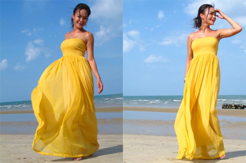 Yellow dress, Bridesmaid dress,White wedding dress, chiffon dress,woman dress,Beach dress ,long dress, maxi dress image 1