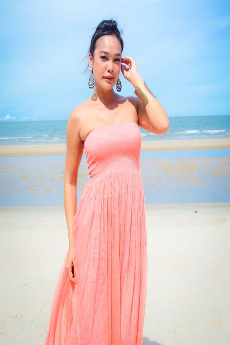 Koralle orange Pfirsich Farbe Chiffon lange Maxi-Kleid | Etsy
