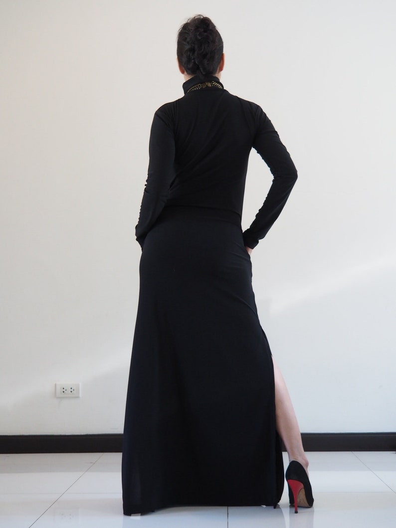 Turtleneck dressMaxi dressLong dressLong sleeve dressBlack image 9