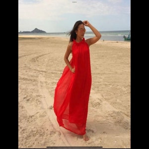 Red dress, chiffon  dress ,Beach dress, evening Dress,long dress,maxi dress,Sun dress All size
