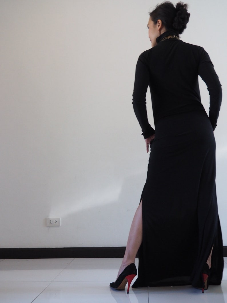 Turtleneck dressMaxi dressLong dressLong sleeve dressBlack image 7
