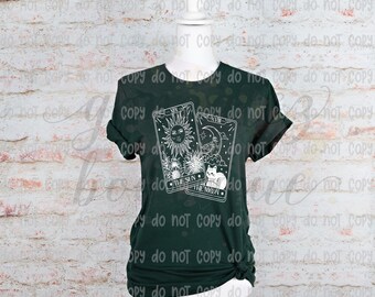 Sun and Moon Tarot card shirts, Tarot card shirt, witchy shirt, moon child shirt