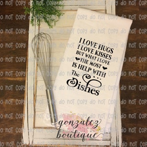 Funny Kitchen Towel, Help With Dishes Flour Sack Towel