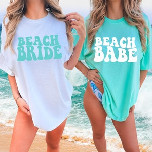 Beach Bachelorette Party Oversized Tees, Miami Bachelorette Shirts, Oversized Beach Shirt for Bride, Beach Babe Shirt image 1