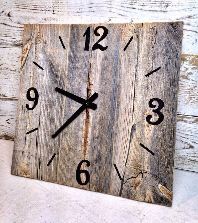 Reclaimed Barn Wood Clock Large Rustic Wall Clock Unique Wall Etsy