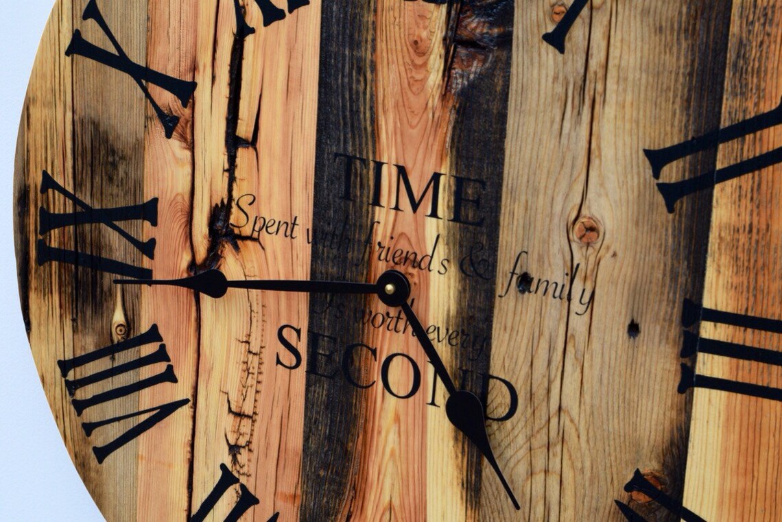 Reclaimed Barn Wood Clock Rustic Wood Wall Clock Large Barn Etsy