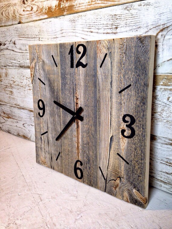 Reclaimed Barn Wood Clock Large Rustic Wall Clock Unique Etsy