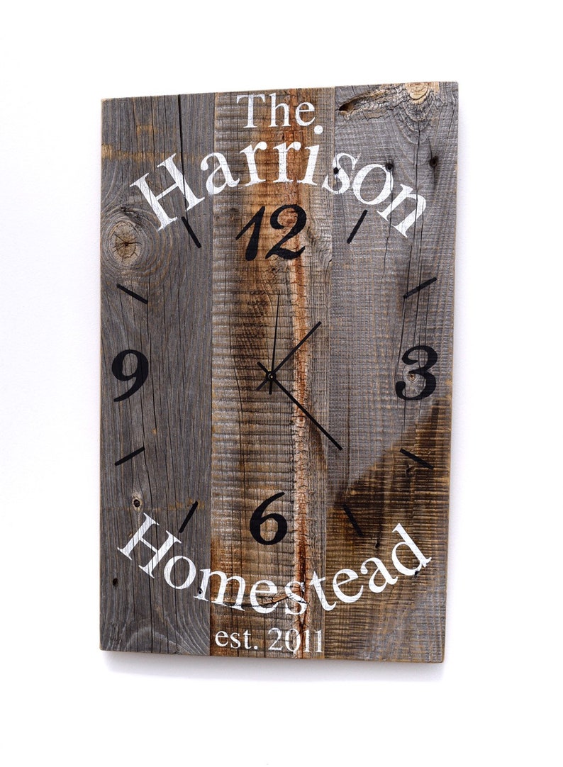 Reclaimed barnwood wall clock custom barn wood clock large Etsy