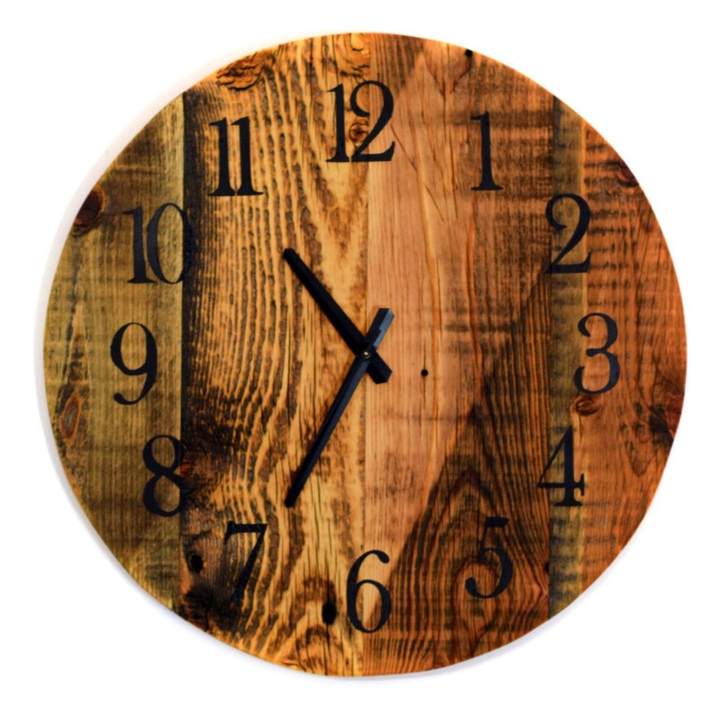 Reclaimed Barn Wood Clock Large Round Barn Wood Wall Clock Etsy