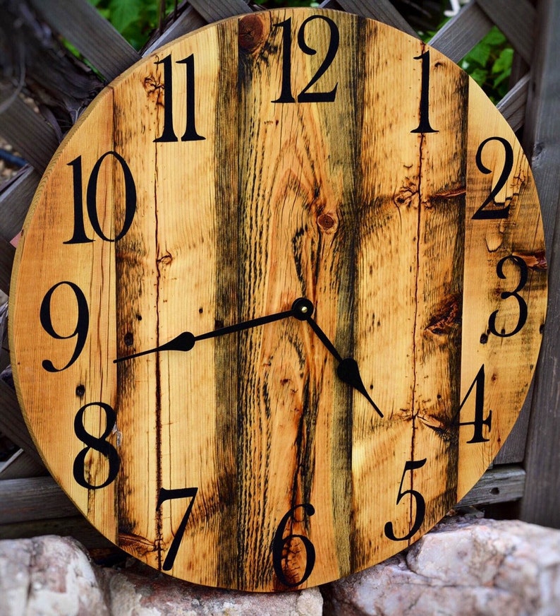 Rustic Wall Clock Barn Wood Wall Clock Wood Clock Reclaimed Etsy