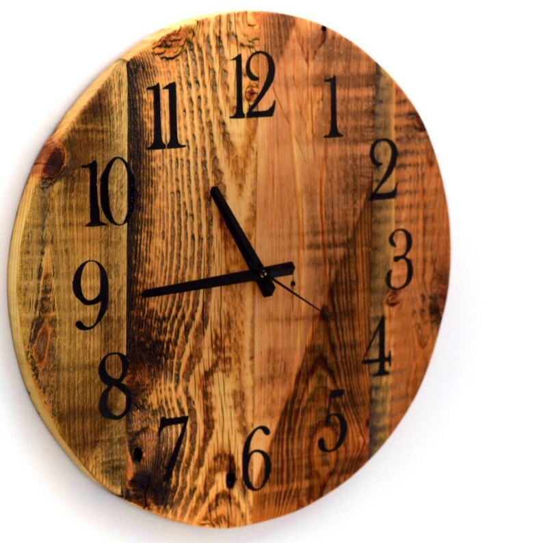 Reclaimed Barn Wood Clock Large Round Barn Wood Wall Clock Etsy
