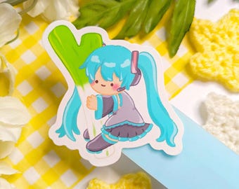 Pegatina de Leek Miku · Vinilo mate resistente al agua