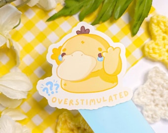 Overstimulated Psyduck Aufkleber · Wasserdichtes, mattes Vinyl