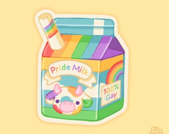 Pride Milch Aufkleber · Wasserdichtes Matt Vinyl