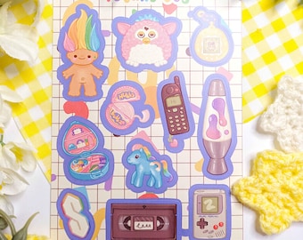 Totally 90s · Vinyl-Aufkleber-Bogen · Nostalgische Aufkleber · Cute