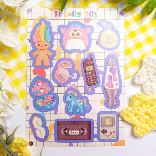 Totally 90s  · Vinyl Sticker Sheet · Nostalgic Stickers · Cute