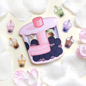 Boba Bundle - 24 Mini Stickers | Cute, Kawaii,  Diary, Planner, Aesthetic, Bubble Tea, Milk, Boba, Coffee