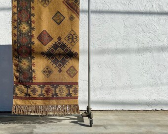 5 x 7 Vintage Handwoven Kilim Rug - Vintage Dhurrie Rug - Wool Rug - Brown Red Rug - Traditional Middle East - Boho Rug - Eclectic Decor
