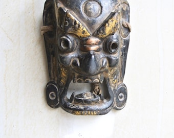 Authentic Tibetan Yama Mask - Yama God Of Death - Tibetan Wood Shaman Exorcism Mask - Tibetan Tibet Art - Shaman Mask - Tibetan Ritual Mask