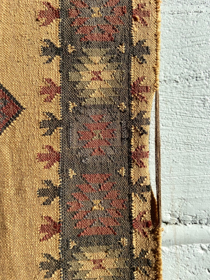 5 x 7 Vintage Handwoven Kilim Rug Vintage Dhurrie Rug Wool Rug Brown Red Rug Traditional Middle East Boho Rug Eclectic Decor image 8