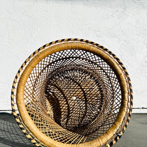 Vintage Rattan Hourglass Plant Stand Vintage Wicker Planter Boho Plant Stand Vintage Indoor Rattan Planter image 5