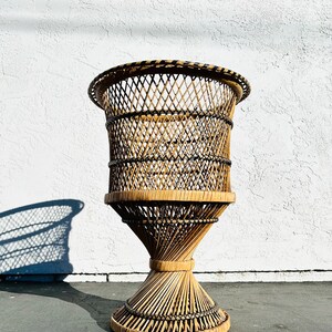 Vintage Rattan Hourglass Plant Stand Vintage Wicker Planter Boho Plant Stand Vintage Indoor Rattan Planter image 2